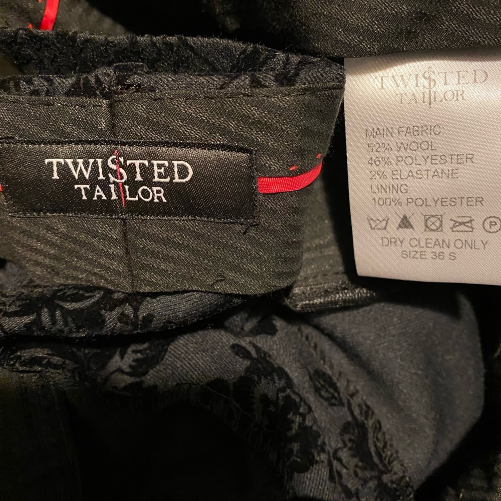 Fleet Floral Slim Fit Black Suit by Twisted Tailor. Black velvet pattern formal. - Picture 2 of 5